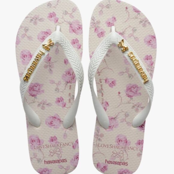 Women's LoveShackFancy Ribbon Rosa Top Flip Flops 7/8 - Picture 1 of 13